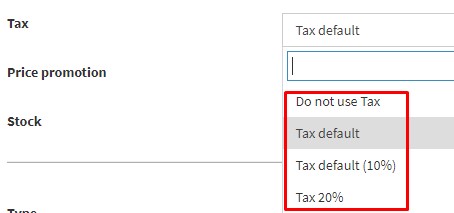 Setting tax product